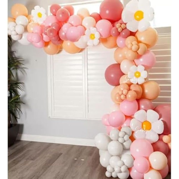 Ballonbue Kit Boho Nud Beige Balloner 5 stk Blomst Folie Daisy Balloner Hvid Sand Rosa Boho Balloner til Babyshower