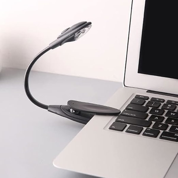 Clip-on læselampe - LED læselampe med justerbar klemme | minii Clip-on lampe, rejseboglampe, læselampe med en-knaps kontakt til natten