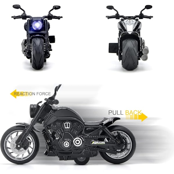 Leksaksmotorcykel, Drag tillbaka motorcykel leksak med ljud och ljus, 1: