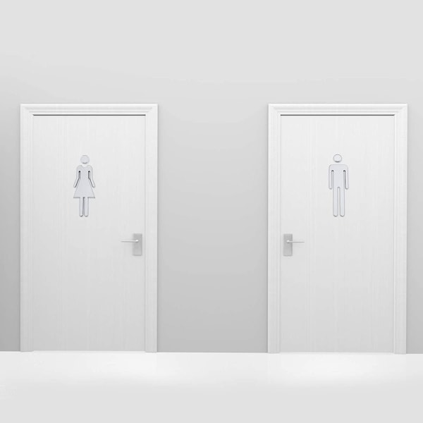 Hopeinen WC-kyltti WC-kilpi kylpyhuoneeseen, 1 pari Ovi nimikyltti WC-kyltti Tarrat Signage Sym
