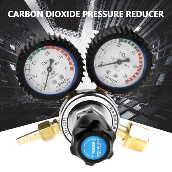 Gassregulator, CO2-regulator, CO2 trykkreduserer gassflaske regulator Keg CO2 flowmeter og dobbel manometerregulator for