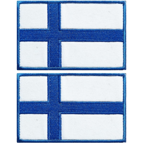 2 pakke Finlands flagglapper, Finlandsflagg, broderte lapper,