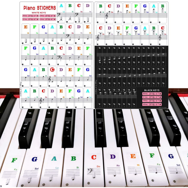 Aftagelige klaverkeyboard-klistermærker, Keys Note-klistermærke til Bla