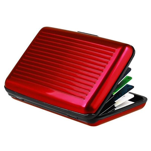 Rød Mini RFID Aluminium Tegnebog Kreditkort Holder Visitkort Etui Metal ID Etui til Mænd Kvinder.