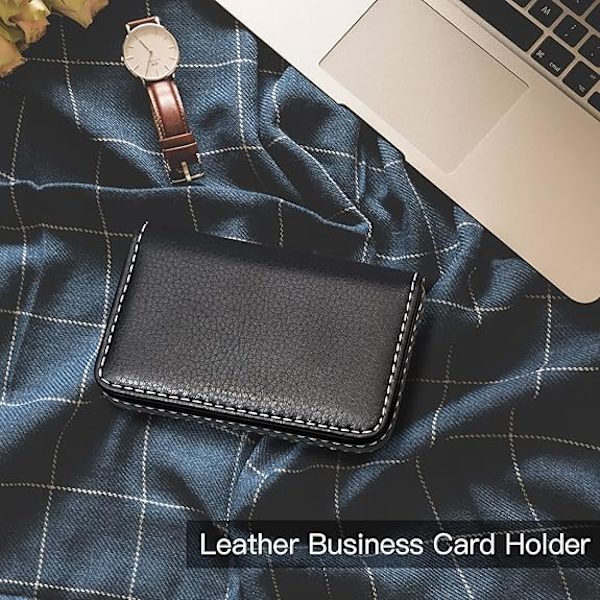 (Sort) 1 stk. Business Card Holder Luksus PU Læder, Business Card Holder Wallet Kreditkort ID Box/H