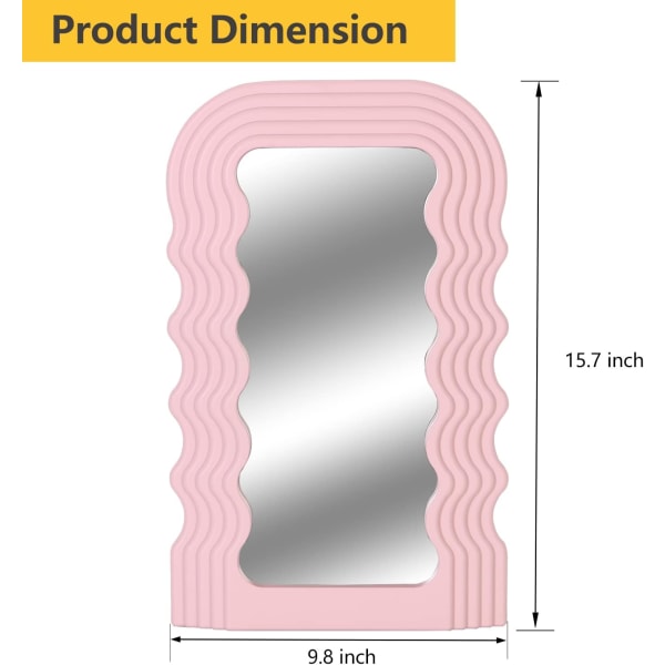 Estetisk vågmönster oregelbunden ram spegel, dekorativ skrivbordsvåg