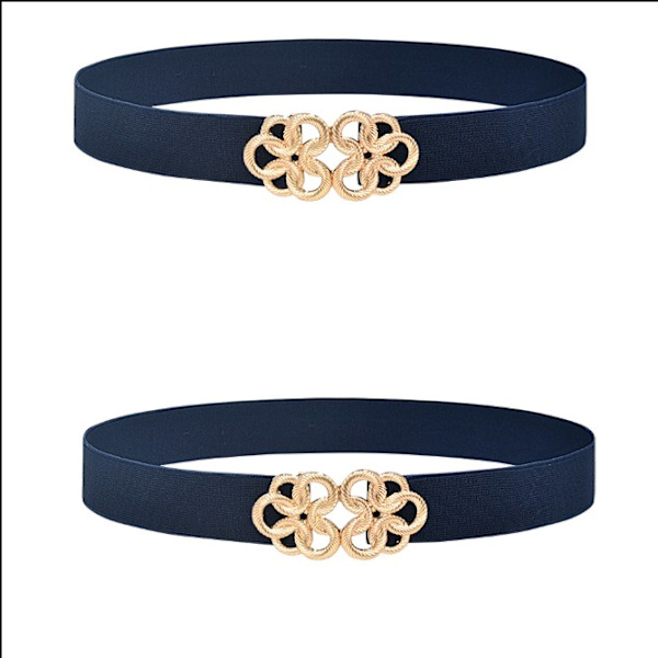 1 Metallspenne Elastisk Belte for Kvinner Dame (Marineblå)