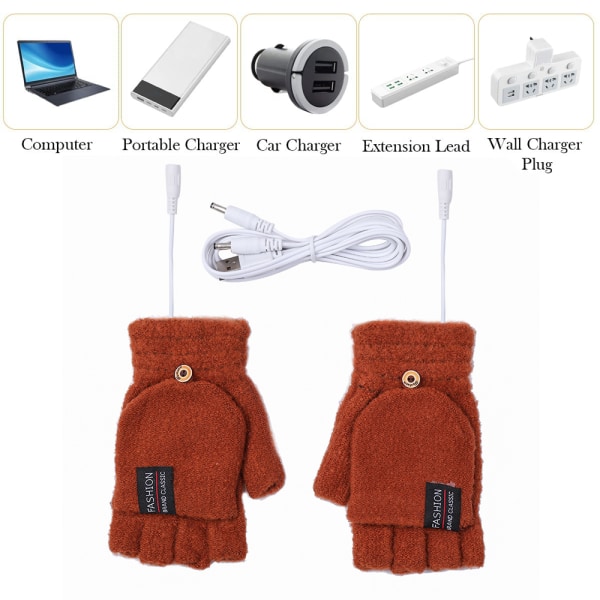 USB oppvarmede hansker for kvinner og menn votte vinterhender Varme Lapt