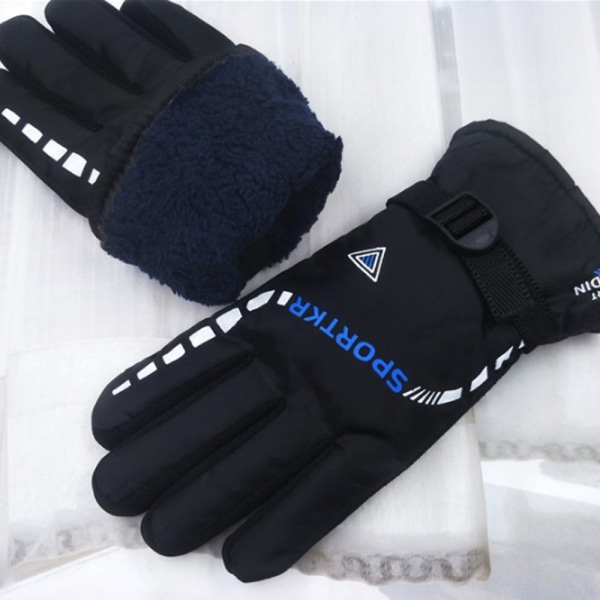 Blå USB uppvärmda handskar för män och kvinnor, vinteruppvärmd skidvante