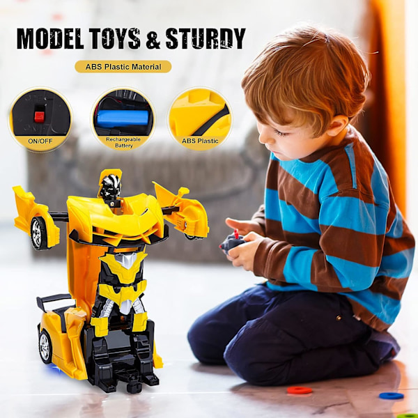 2-i-1 fjärrkontrollrobotbil (svart och röd), 1:18 Transform