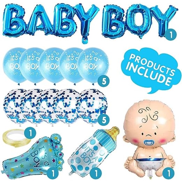 Pojke - Blå Kön Display Baby Shower Dekoration Girl Balloo