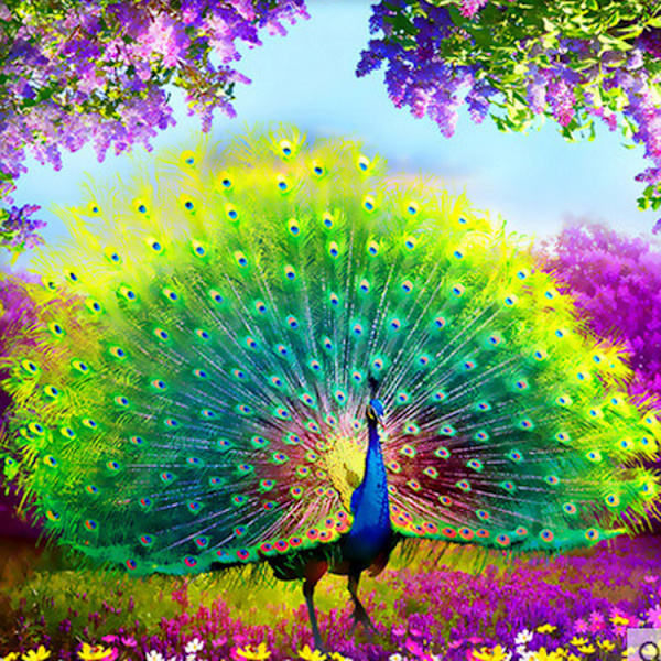 30x40 cm 5D DIY Täydellinen Timanttimaalaus, Peacock Open Screen dia