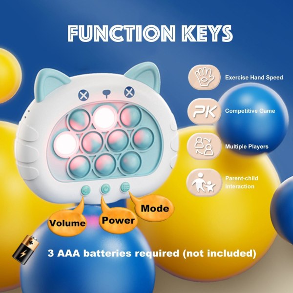 (Cat)Quick Push Bubbles Pop Fidget Toy It Game, Fast Push Light U