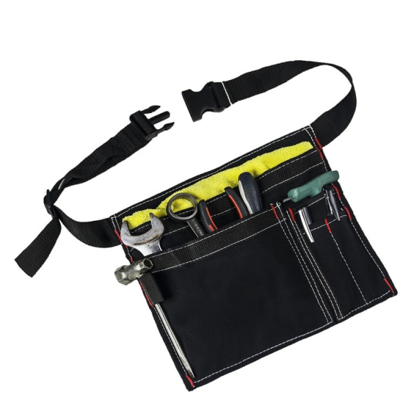 Enkeltsidet værktøjsbæltepose, 6-lommers kanvas arbejdsforklæde med juster