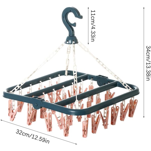 Sock Drying Rack, Sock Drying Rack med 32 klämmor för underkläder, S