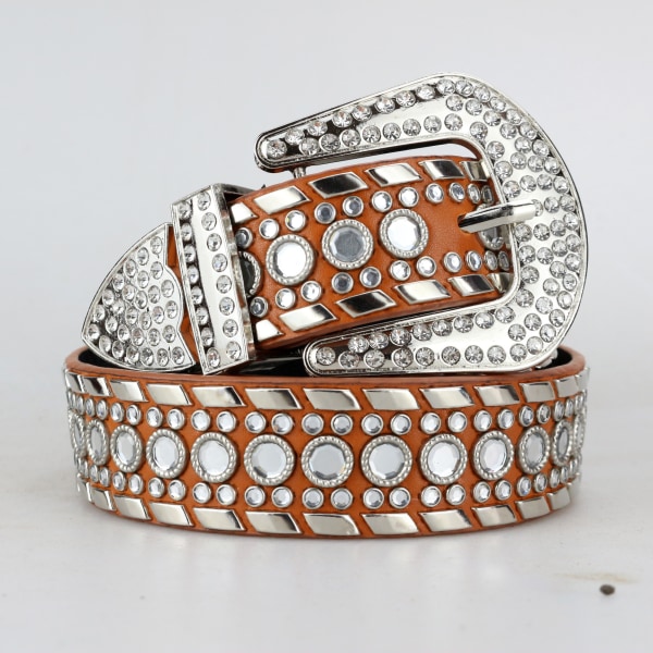 Rhinestone Belt For Women, Western Cowgirl Bling Studded Leathe