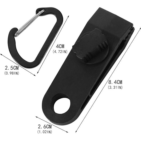 12-pack - Svarta D-formade markisclips - Vindtät tält, snäppklämma