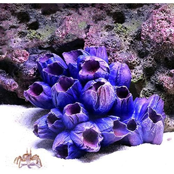 1 stk Polyresin Korall Ornament, Akvarium Korall Dekor for Fiskedam Akvarium Dekorasjon 9,5x7,5x5cm (Lilla)