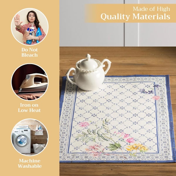 Set med 4 (33cm x 48cm) Placemats i Bomull för Matbord, Kök, Bröllop, Vardagsliv, Middagsbjudningar, Vår/Sommar