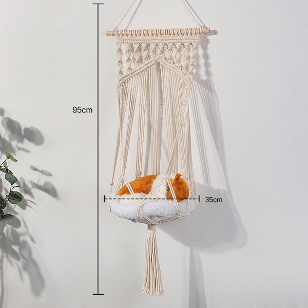 Macrame Katt Hängmatta, Handvävd Katt Gunga Bomullsrep Katt Bur Ha