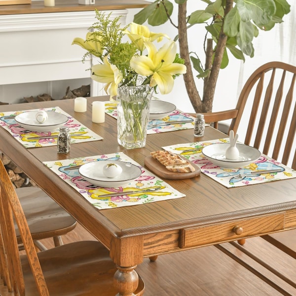 Set med 4, 30x45 cm Blommig Rosett Säsongsbetonade Vår Högtids Bordsunderlägg för Fest Kök Matrumsdekoration