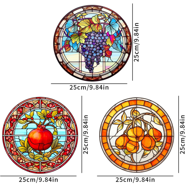 3 stilarter Vindruer Glasmaleri Vindue Cling, Pletglas Klistermærker til Vinduer, Frugt Vindue A A