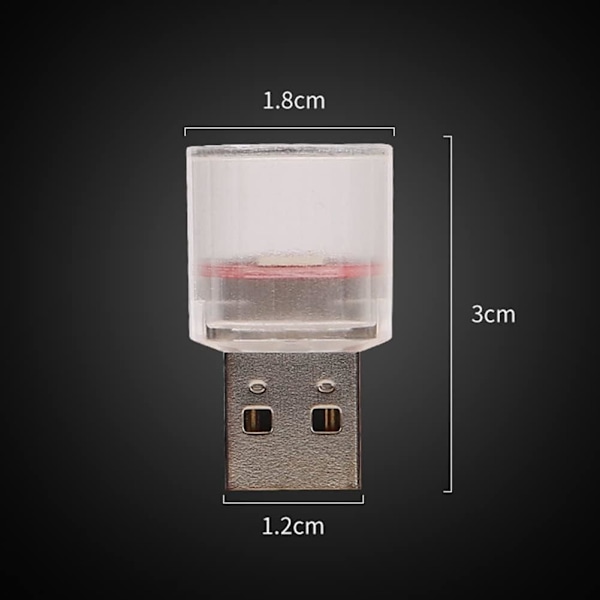 stk. Bil LED Atmosfære Lys, 5V/1A 1.5W USB Plug-in Lys Bil Dekoration Mini Indendørs og Udendørs Atmosfære Belysning til Soveværelse, Bil, Kontor, Blå
