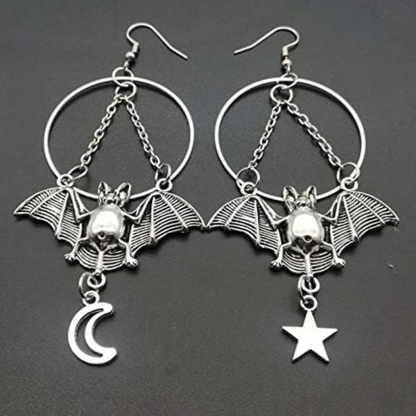 12 Par Gothic Punk Vintage Örhängen Set Grunge Goth Punk Rock Harajuku Emo Smycken Silver Bat Cross Snake Pentagram Sw