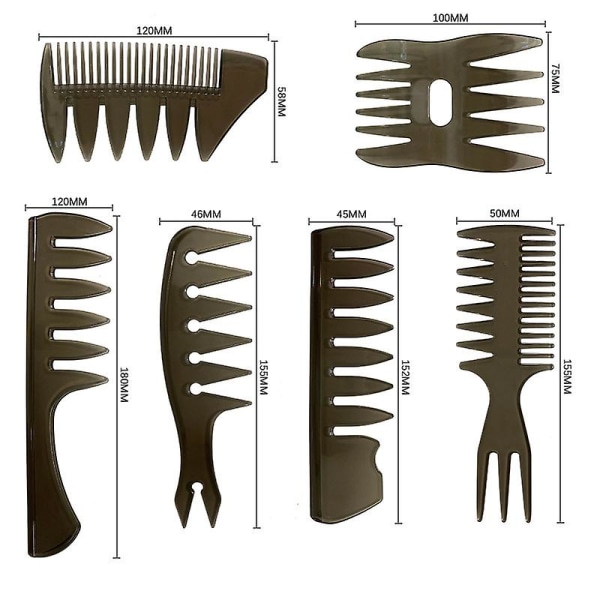 6 Pack Quiff Styling kamme til mænd Professionel frisør