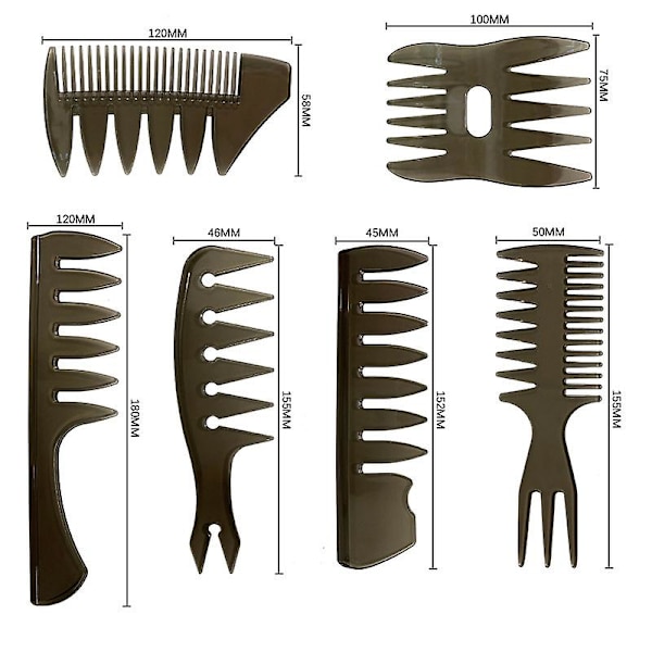 6-pack Quiff Stylingkammar för Män, Professionell Frisör