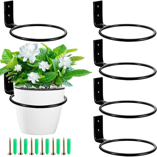 6 stk. vægmonteret blomsterkrukkeholder 10 cm metal blomsterkrukke ring med skruer planteophæng til ophængning af blomster