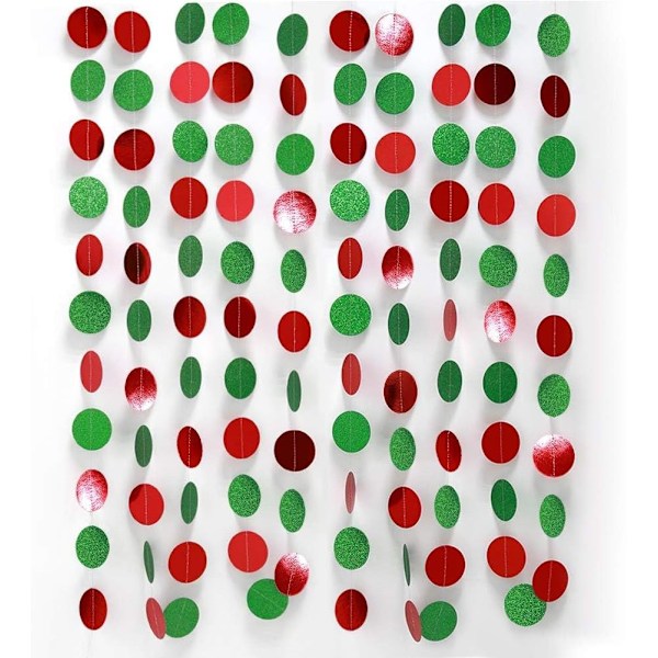 1 kpl Vihreä Punainen Ympyrä Pisteet Garland Kit Jouluun Joulujuhliin Ripustuskoristeet Streamers Banner Joulukuusi Ga