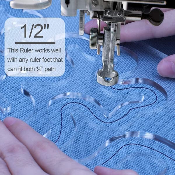 Sæt med 3 klare akryl quilteskabeloner til patchwork og symaskiner