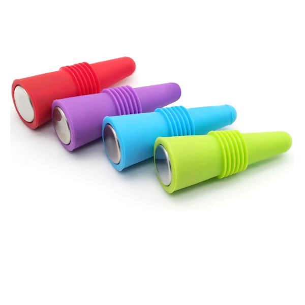 6 stk. silikoneflaskepropper, 8 stk. flerfarvede genanvendelige W