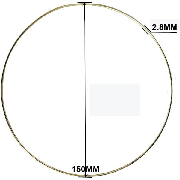 15CM-sett med 6 drømmefanger-metallringer Makramé-ring for drømmefanger og håndverk Gull