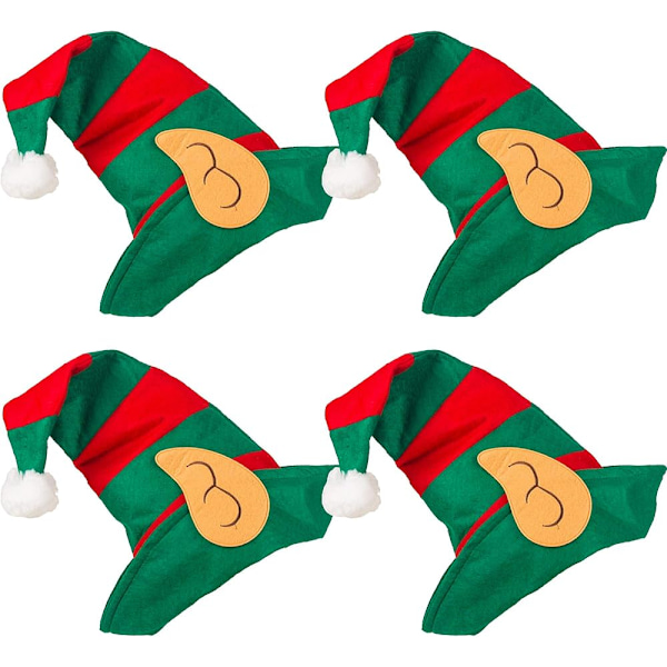 4 Pack Christmas Elf Hats Red And Green Clown Hats Santa Elf Costume For Christmas Party Decorations