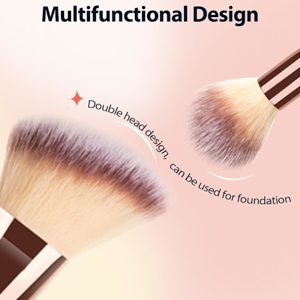 2-pack Dubbelsidiga Sminkborstar för Konturering, Blandning och Bronzing - Vinklad Foundationborste och Concealerborste - Premium Luxe-hår för Felfritt Resultat