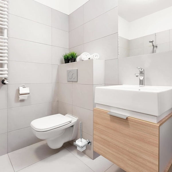 Glas Toiletbørste med Udskiftelig Børste i Mat og Satin