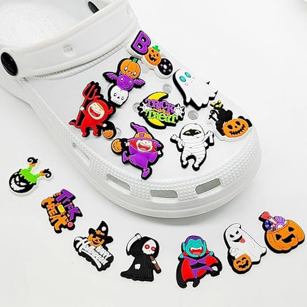 21 stk Halloween-tema Tegnefilm Crocs Spænder, Frygt Sko Dekoration til Kvinder Mænd