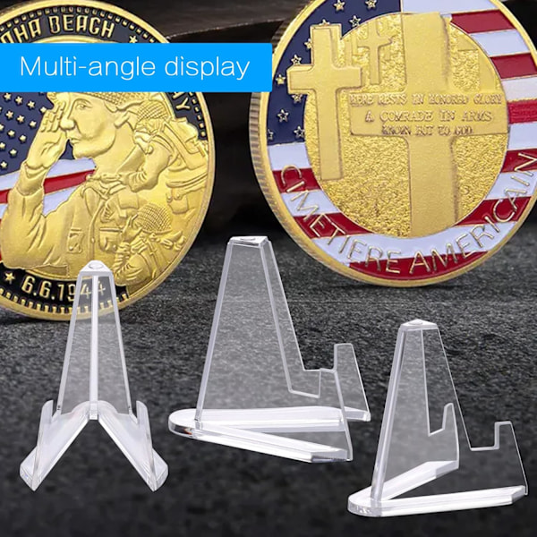（4×4×5,4cm）12-pack Akrylplatthållare, Halkfri Klar Bildramshållare, Multifunktionellt Displayställ för Mynt, Fickur, Medaljer