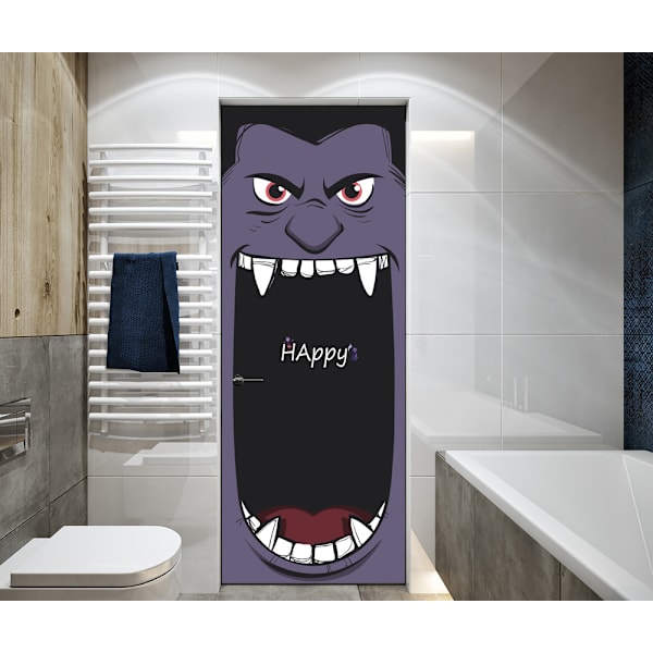 Halloween 3D hauskat suu -oven tarrat, 30 x 79 tuumaa hauskat suu realistiset oven taustakuva tarra fo