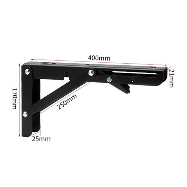2 stk. Foldbare Konsolbeslag, 400mm Foldbart Beslag, Foldbare Hyldebeslag, Sort Jern, Payloa