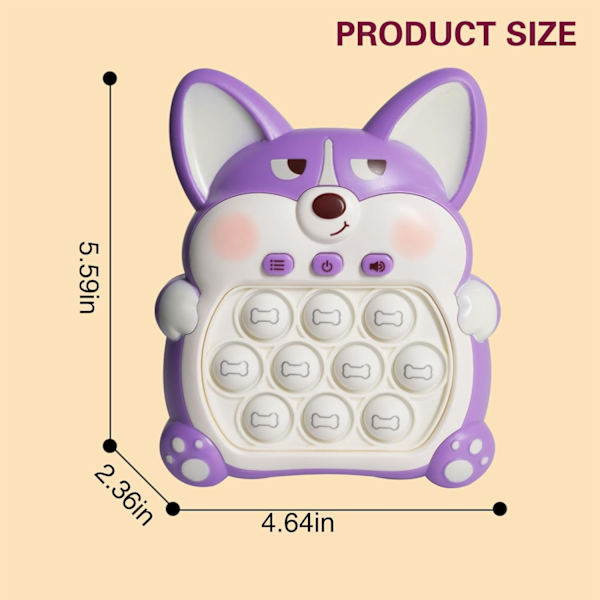 (Corgi Lila) Light Up Pop Fidget Sensoriska Leksaker Handhållen Spel,Pus