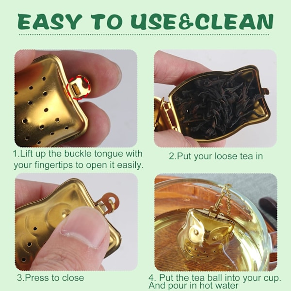 Te-infuser 2 stk. Løsbladste Si Te-diffusere til Løs Te Søde Te-kugler i And & Ugle Form (Guld)