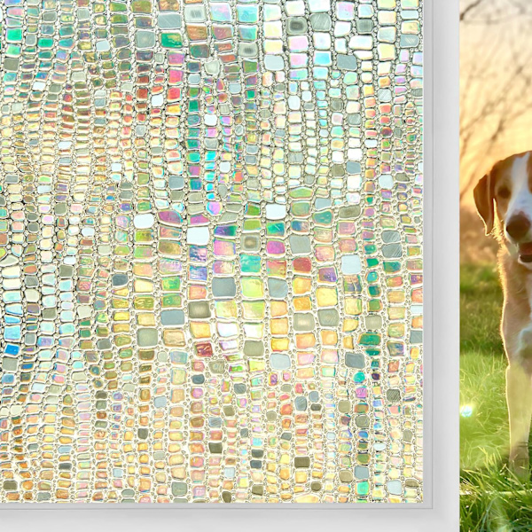 45 x 200 cm ogenomskinlig fönsterfilm, frostat glas, regnbåge, självhäftande
