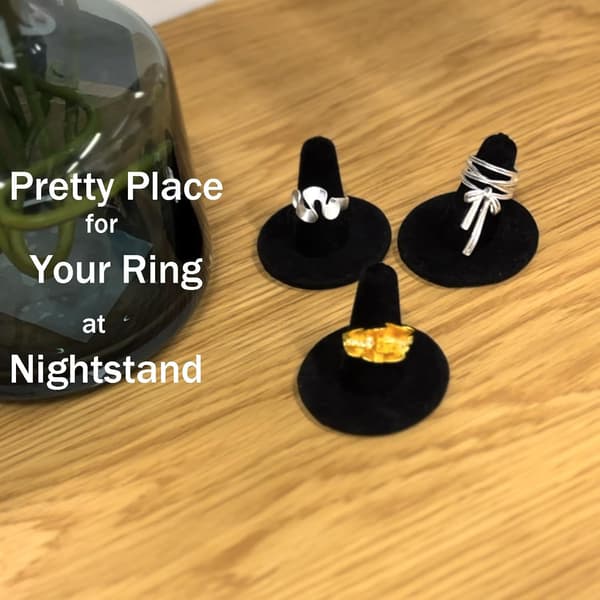 Svart Sammet Ring Displayställ, 10 ST Ringhållare Display och Ringorganisatör, Smyckesdisplayställ för Ringförvaring