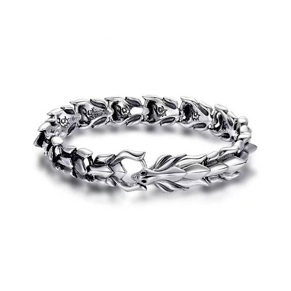 (19cm) Nordisk Viking Keltisk Drage Armbånd til Mænd, Vintage Plet