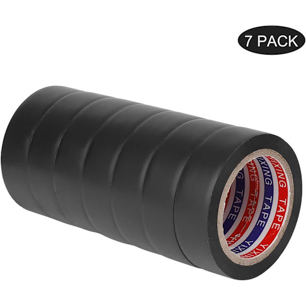 (7 stykker) Isoleringsbånd 18 mm x 15 m Sort Elektrisk Høj Tem