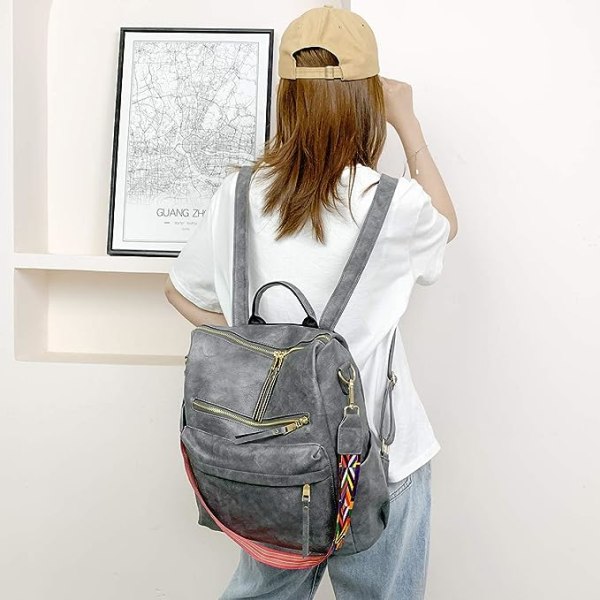 Women's Fashion Backpack Purses, Gray Multipurpose Design Ha