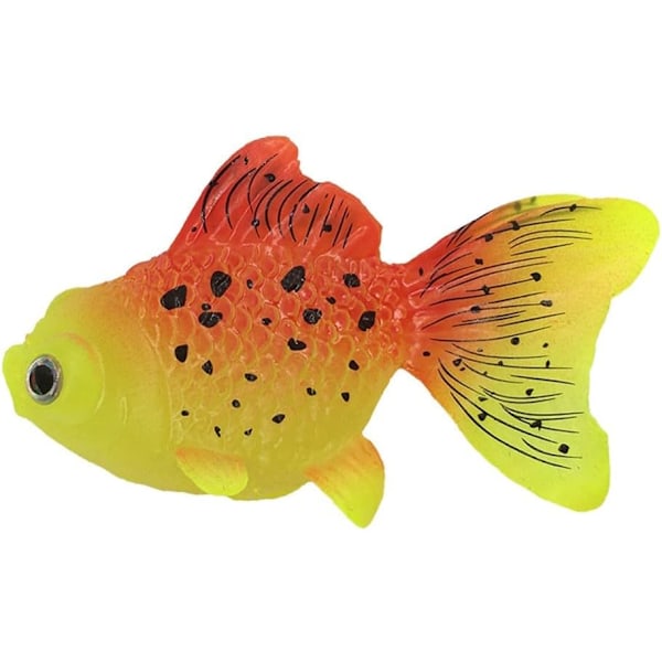 2 stk Kunstige Fisk, Silikon Flytende Gullfisk Lysende Fisk Falsk Tropisk Fisk for Akvarium Flytende Ornament
